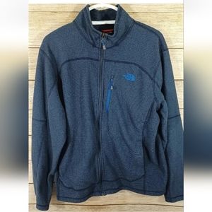 The North Face Textured Cap Rock Full Zip Fleece Jacket Coat Blue Size Large VGC